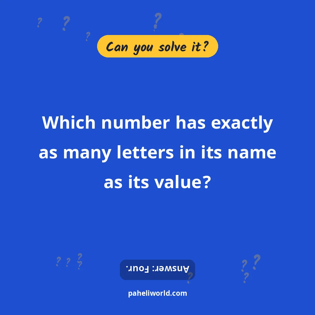 Riddle: Which number has exactly as many letters in its name as its value?