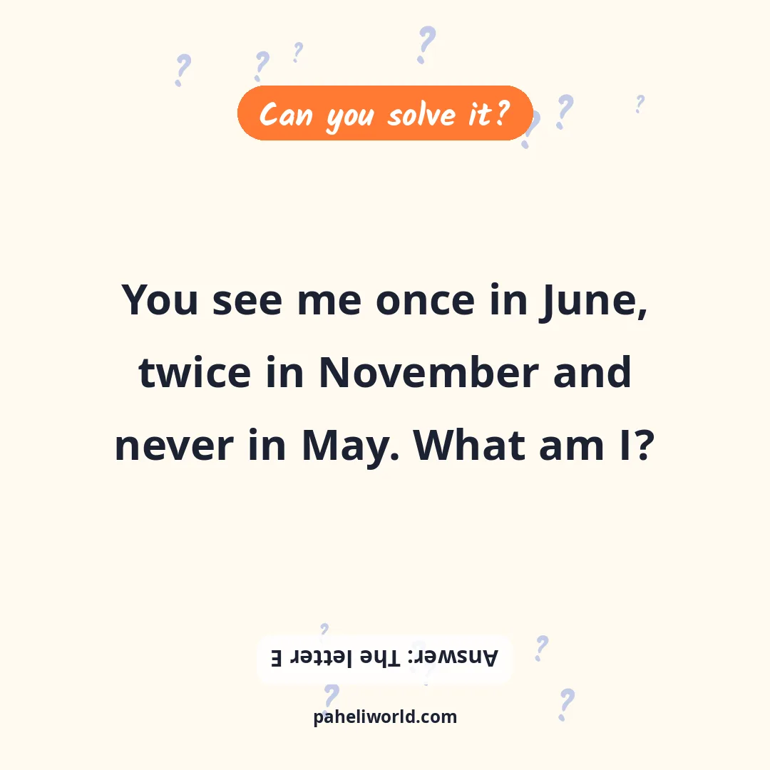 Riddle: You see me once in June, twice in November and never in May. What am I?