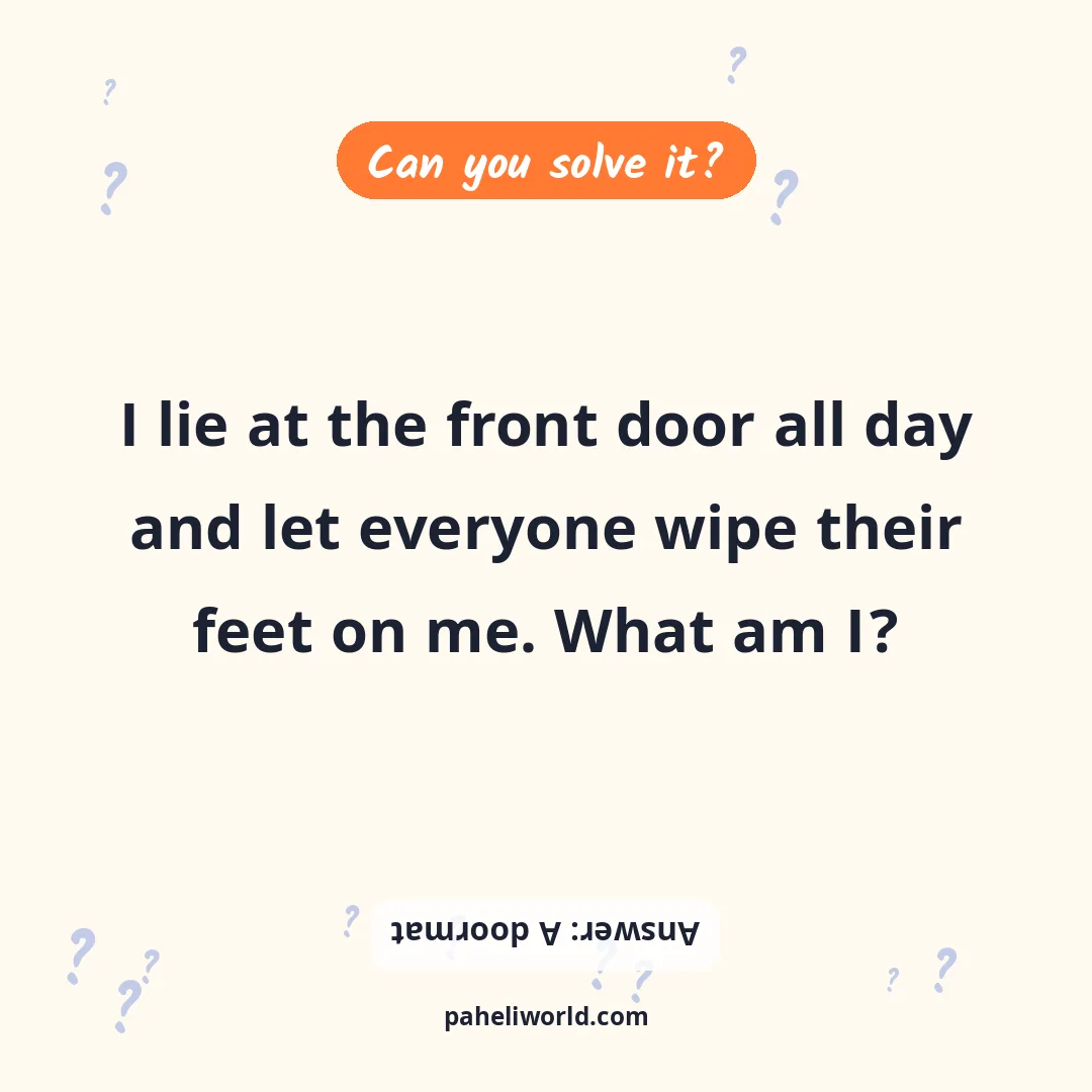 Riddle: I lie at the front door all day and let everyone wipe their feet on me. What am I?