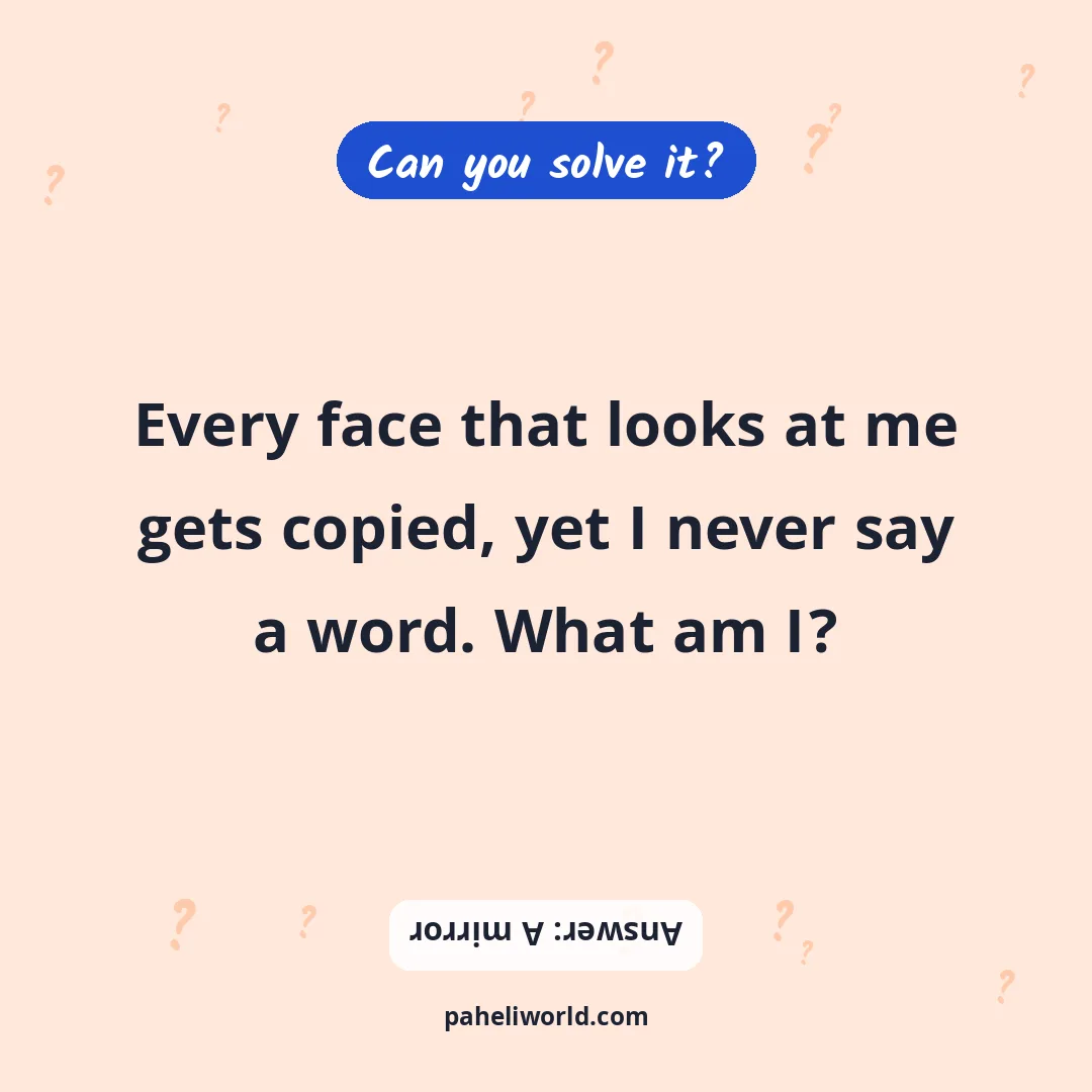 Riddle: Every face that looks at me gets copied, yet I never say a word. What am I?